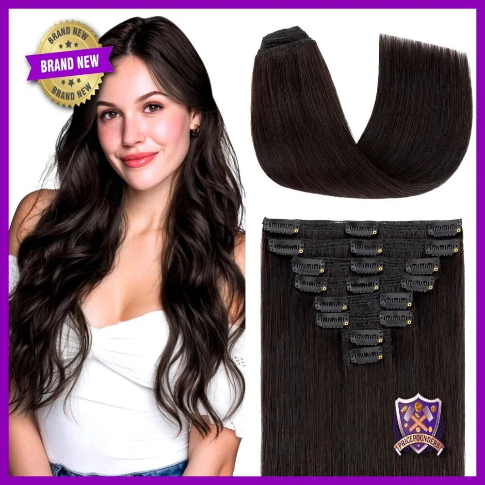 18 Inch Clip-In Human Hair Extensions 8 Wefts 140g Straight Remy